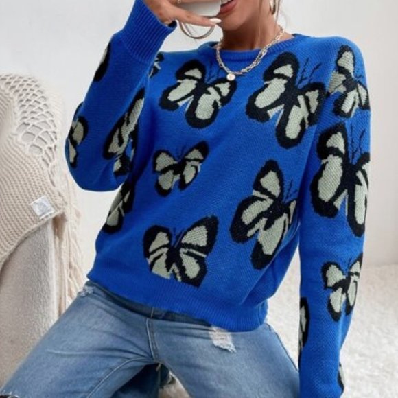 COPY - FLY AWAY Butterfly Print Long Sleeved Sweater top - Picture 5 of 7